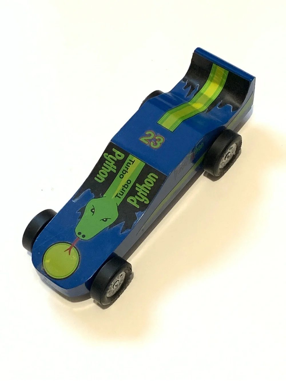 Blue & Green Pinewood Derby Car - Kids Racing Toy